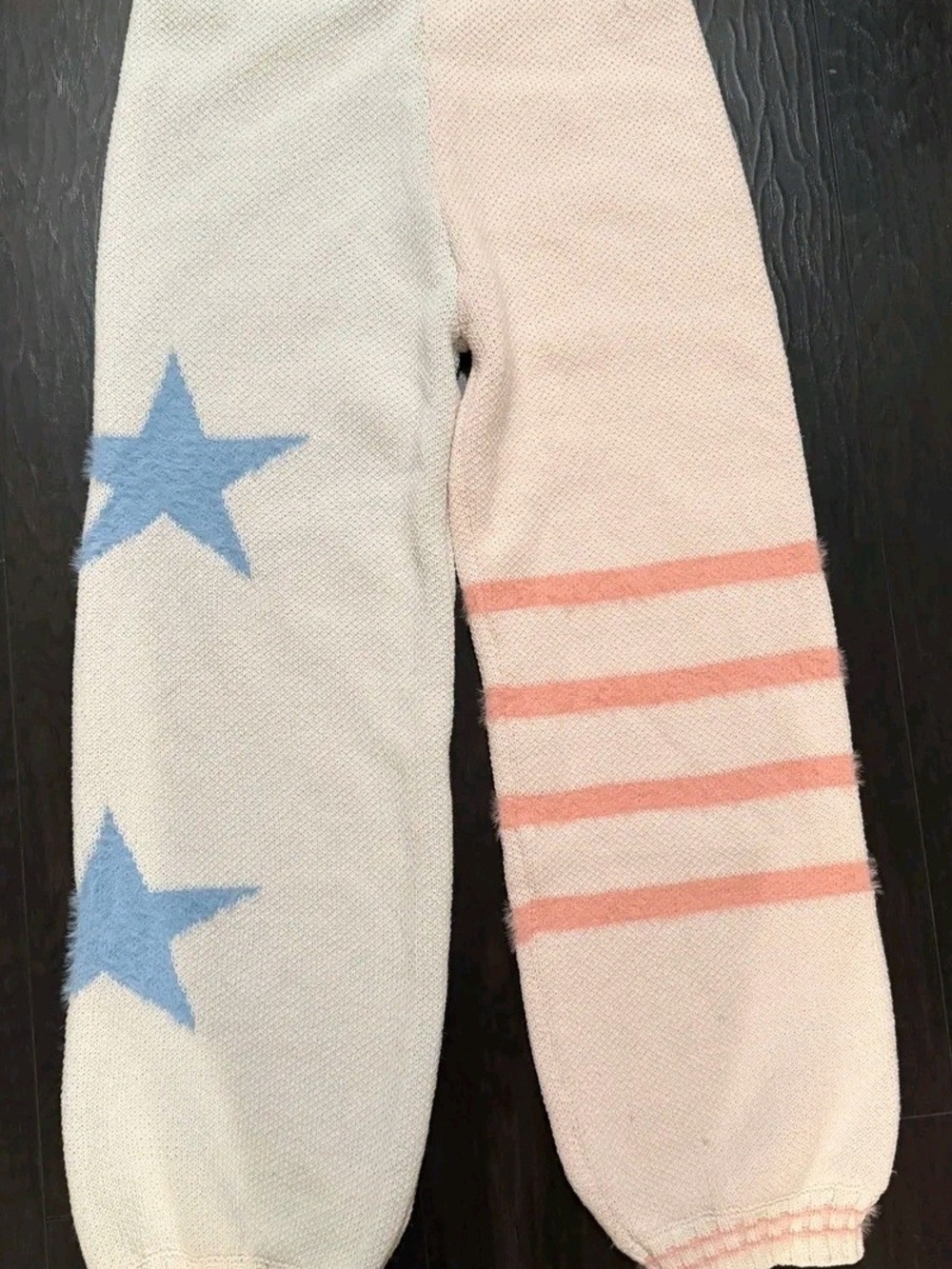 POL Kids Star & Stripe Knit Tights - Pink & Light Blue